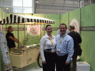 Peter and daughter Mel Eaton at their 30th anniversary stand.gif