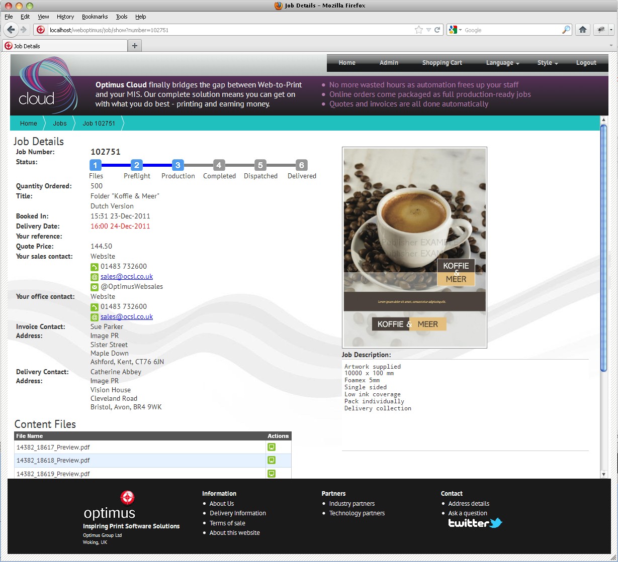 Optimus_Cloud_Customer_View_individual_job_status