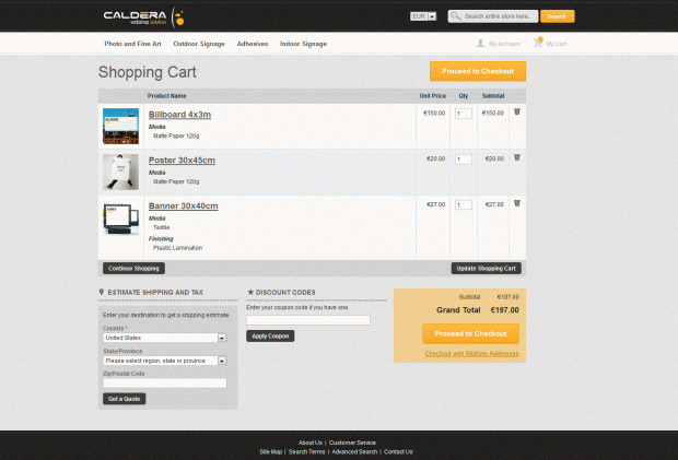 webshop screenshot