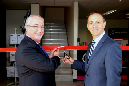 Spandex WA AlexMcClelland with PeterKatsambanis cut ribbon