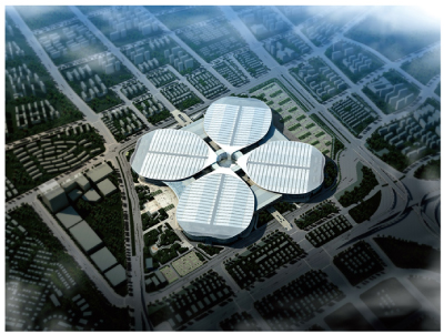 An aeriel view of the expo complex
