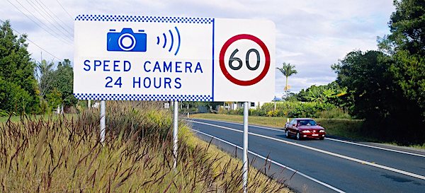 Speed camera warning sign wide