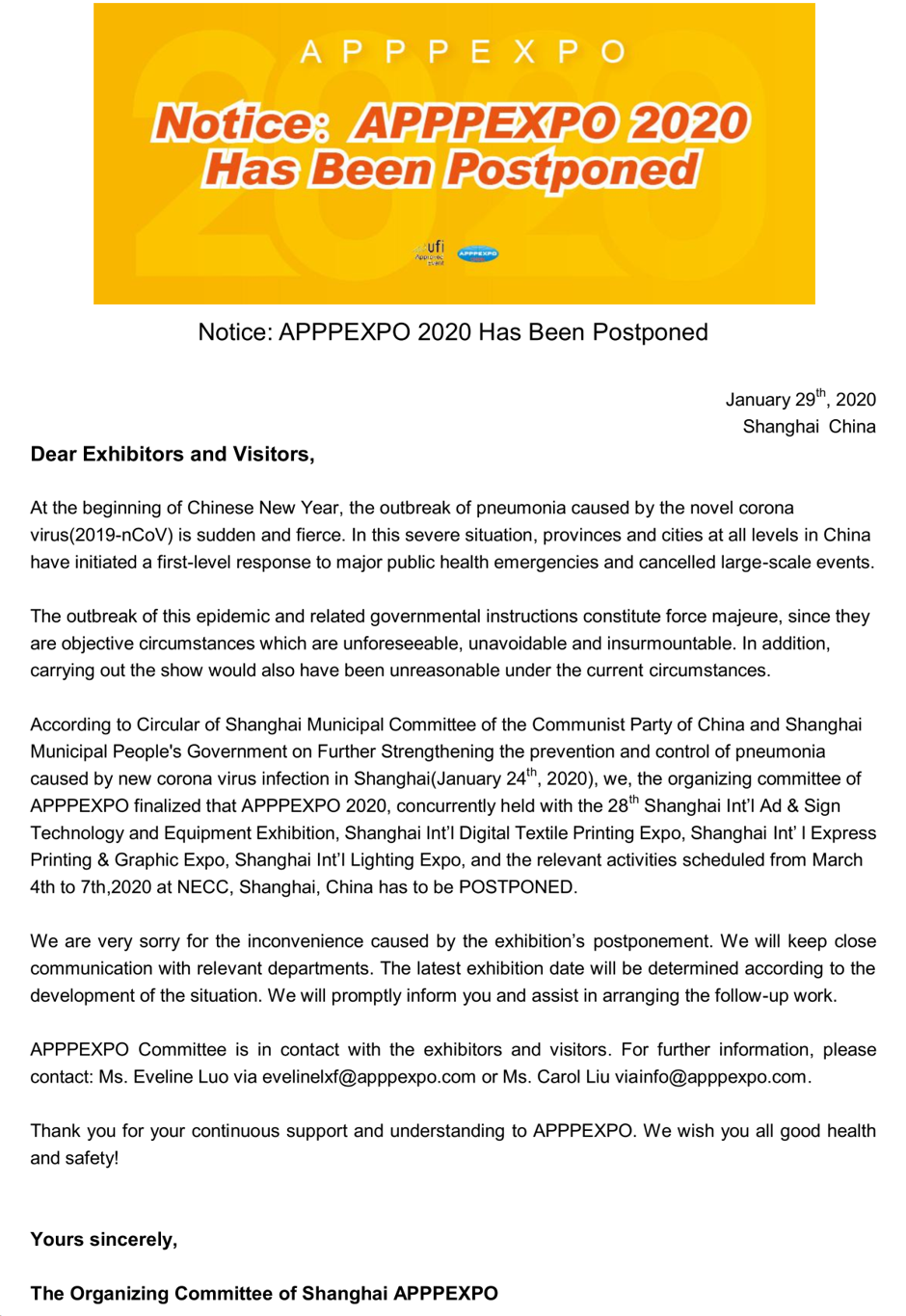 APPP postpone