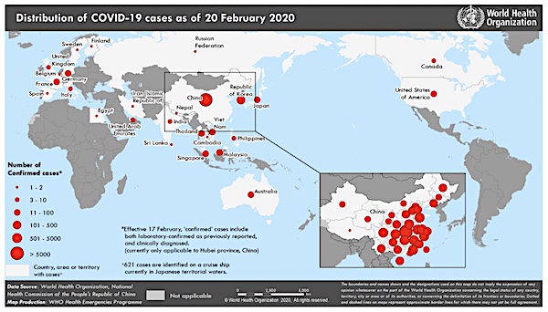 world health organisation distribution of COVID 19 cases
