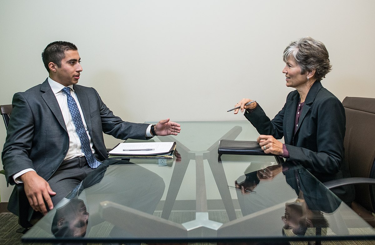 Hiring Young Man in a Interview
