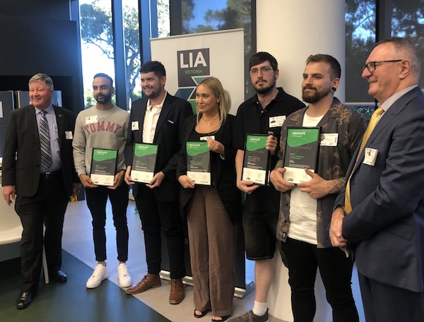 Lindsay Banks L and Robert Black R with the 2020 2021 Finalists who could attend the event