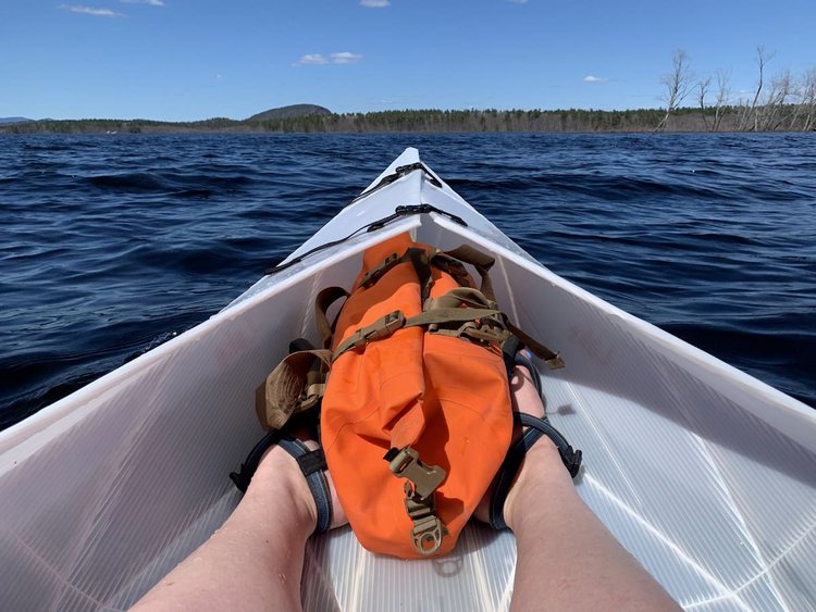 Oru Lake view of gear in front of boat