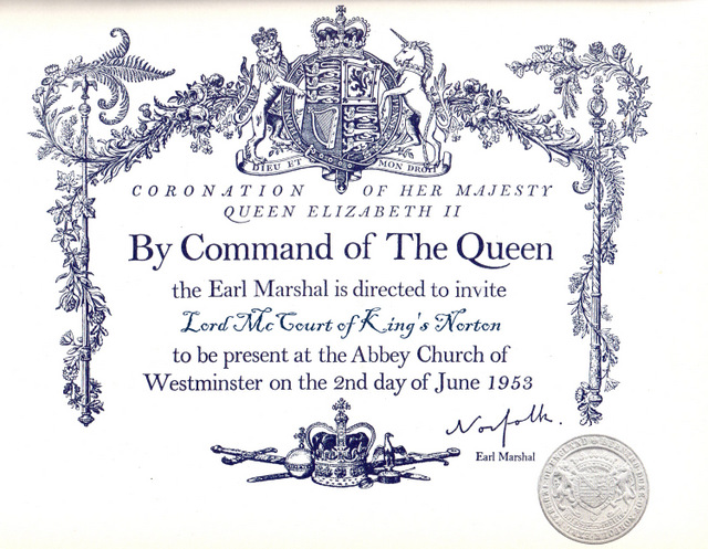 Coronation Invite 1953